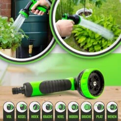 MD-Goods ® Super Sterk Uitrekbare Tuinslang Tot 30 Meter + GRATIS Tas En Koppelstuk - Tuinsproeier - Tuin Besproeien - Waterslang - Sproeikop - Groen - Flexibel Elastisch -Tuinwerk Verkoop 1200x1200 497