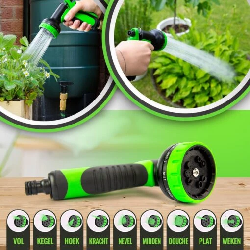 MD-Goods ® Super Sterk Uitrekbare Tuinslang Tot 30 Meter + GRATIS Tas En Koppelstuk - Tuinsproeier - Tuin Besproeien - Waterslang - Sproeikop - Groen - Flexibel Elastisch -Tuinwerk Verkoop 1200x1200 497