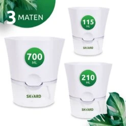 SKYARD® 3 Stuks Zelfwaterende Bloempot Maat M – Milieuvriendelijk Watergeefsysteem Kamerplanten – Zelfwatergevende Pot – Bloempot Met Waterreservoir – Selfwatering Pot – Wit -Tuinwerk Verkoop 1200x1200 670