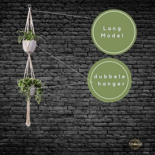 Plantenhanger Macrame Set Van 2 - Plantenhanger Met Ruimte Voor 3 Potten - Luxe Gevlochten Touw 100% Katoen - Duurzaam - Plantenbakken - Bloempotten - Macramé Stijl Hanger Voor Bloempotten - Hangpot - Fienosa -Tuinwerk Verkoop 1200x1200 707