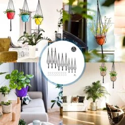 9 Stuks Zwart Macrame Plantenhangers - Boho Handgeweven Katoen Hangpot Voor Binnen/Buiten - Hangende Bloempot Met Kralen - Macramé Touw/Koord Hangplant Houder - Bohemian Wandhanger Decoratie - Plant Hanger - Verticale Tuin Bloempothouder Planthanger -Tuinwerk Verkoop 1200x1200 715