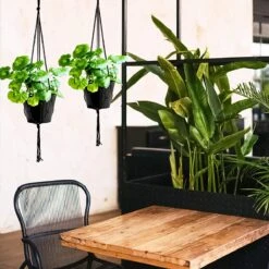 9 Stuks Zwart Macrame Plantenhangers - Boho Handgeweven Katoen Hangpot Voor Binnen/Buiten - Hangende Bloempot Met Kralen - Macramé Touw/Koord Hangplant Houder - Bohemian Wandhanger Decoratie - Plant Hanger - Verticale Tuin Bloempothouder Planthanger -Tuinwerk Verkoop 1200x1200 717