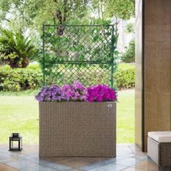 Casaria Polyrattan Bloembak – 3 Bakken Klimophek - Crème -Tuinwerk Verkoop 1200x1200 773