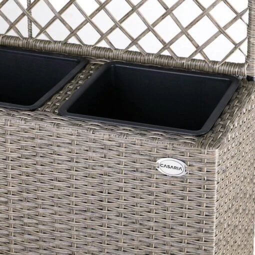 Casaria Polyrattan Bloembak – 3 Bakken Klimophek - Crème -Tuinwerk Verkoop 1200x1200 775