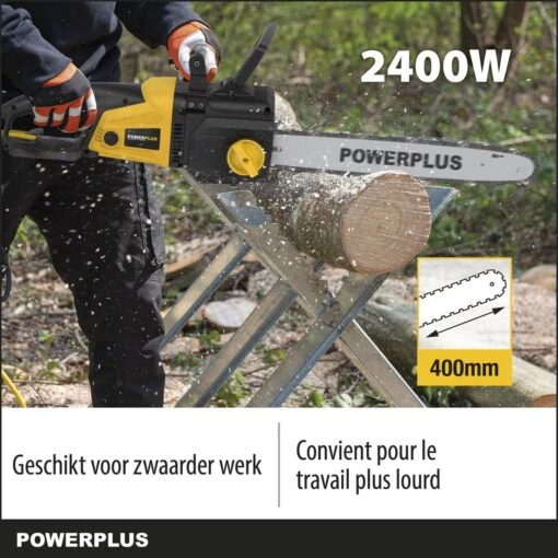 Powerplus POWXG1009 Elektrische Kettingzaag - 2400W - Zwaardlengte 400mm - Automatische Kettingsmering - Incl. 1x Ketting En 1x Zwaard -Tuinwerk Verkoop 1200x1200 940