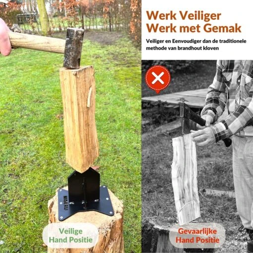 Miseru Houtklover – Geen Bijl Nodig – No Axe - Houtsplijter – Houtkliever – HANDMADE In Holland - Houtklover Voor Aanmaakhout – Metaal -Tuinwerk Verkoop 1200x1200 965