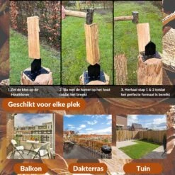 Miseru Houtklover – Geen Bijl Nodig – No Axe - Houtsplijter – Houtkliever – HANDMADE In Holland - Houtklover Voor Aanmaakhout – Metaal -Tuinwerk Verkoop 1200x1200 971