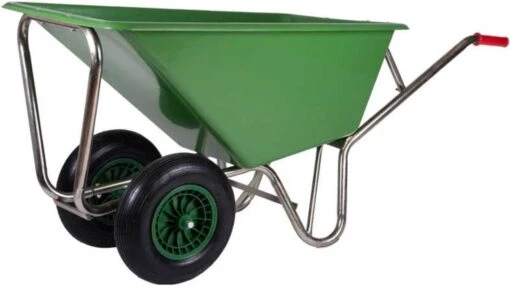 Kruiwagen Met Dubbel Luchtwiel Stal Eco Groen 160 Liter -Tuinwerk Verkoop 1200x674 4