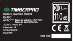 TIMBERPRO - Bladblazer Elektrisch 40V, ZEER Krachtig (incl. 4A Batterij En Incl. Lader) -Tuinwerk Verkoop 1200x676 4