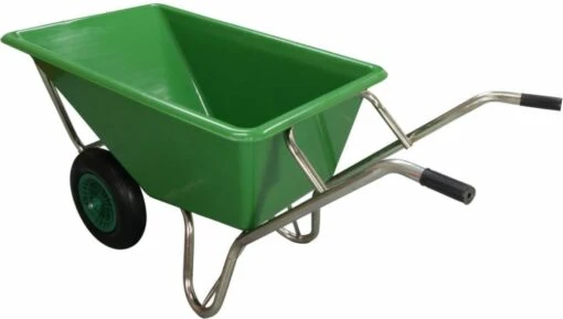 Kruiwagen Met Dubbel Luchtwiel Stal Eco Groen 160 Liter -Tuinwerk Verkoop 1200x681 3