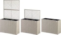 Casaria Polyrattan Bloembak – 3 Bakken Klimophek - Crème -Tuinwerk Verkoop 1200x697 1