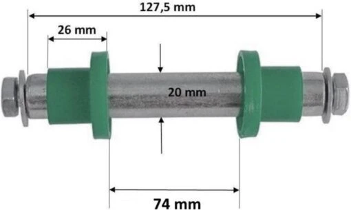 Benson As Voor Kruiwagenwiel 128 Mm X Ø 20 Mm - Inclusief Stofkappen -Tuinwerk Verkoop 1200x718 2