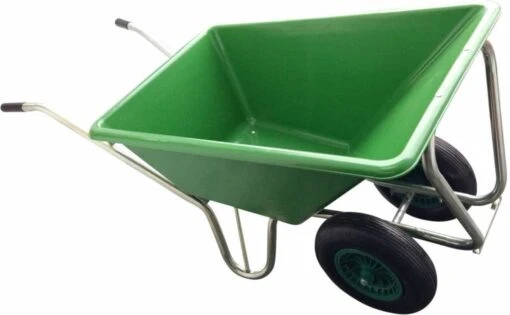 Kruiwagen Met Dubbel Luchtwiel Stal Eco Groen 160 Liter -Tuinwerk Verkoop 1200x741 3