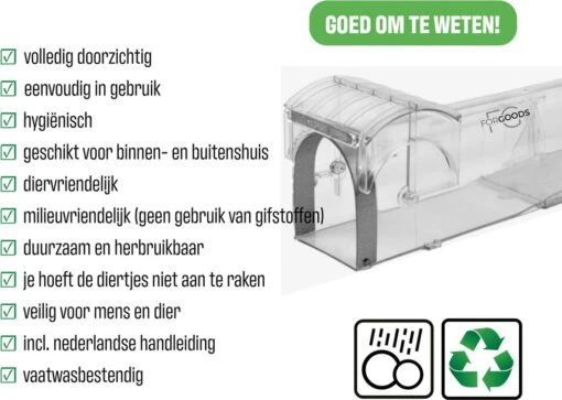 Forgoods Muizenval - Diervriendelijke Muizenval Voor Binnen En Buiten - Rattenval - Met Schoonmaakborstel - Model 2023 -Tuinwerk Verkoop