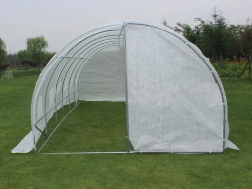 Merkloos Tunnelkas Met Structuur Van Gegalvaniseerd Staal En Deur 18 M² - L600 X B300 X H200 Cm - ALOCASIA L 300 Cm X H 200 Cm X D 600 Cm -Tuinwerk Verkoop 1200x900 13