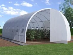 Merkloos Tunnelkas Met Structuur Van Gegalvaniseerd Staal En Deur 18 M² - L600 X B300 X H200 Cm - ALOCASIA L 300 Cm X H 200 Cm X D 600 Cm -Tuinwerk Verkoop 1200x900 14