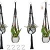 4 Stuks Zwarte Macrame Plantenhangers - Boho Handgeweven Katoen Hangpot Voor Binnen/Buiten - Hangende Bloempot Met Kralen - Macramé Touw/Koord Hangplant Houder - Bohemian Wandhanger Decoratie - Plant Hanger - Verticale Tuin Bloempothouder Planthanger -Tuinwerk Verkoop 1200x975 1