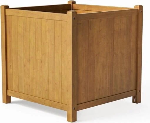 Houten Plantenbak Met Wieltjes 50x50 - Geolied Duurzaam FSC Acaciahout – Bloembak Buiten - Plantenbakken Buiten - Perfecthomeshop -Tuinwerk Verkoop 1200x986 2