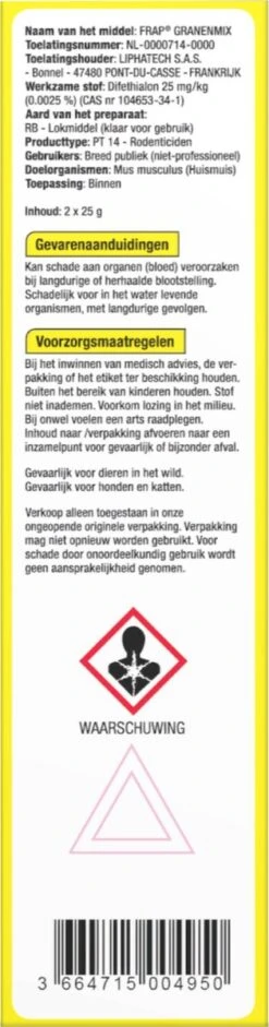 Protect Home Frap Granenmix Tegen Muizen - 2 X 25 Gram - Muis Bestrijdingsmiddel - Lokaas Muizenkorrels Voor Huismuizen - Professionele Formulering - In Portieverpakking -Tuinwerk Verkoop 315x1200 1