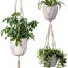 Plantenhanger Macrame Set Van 2 - Plantenhanger Met Ruimte Voor 3 Potten - Luxe Gevlochten Touw 100% Katoen - Duurzaam - Plantenbakken - Bloempotten - Macramé Stijl Hanger Voor Bloempotten - Hangpot - Fienosa -Tuinwerk Verkoop 601x1200 2