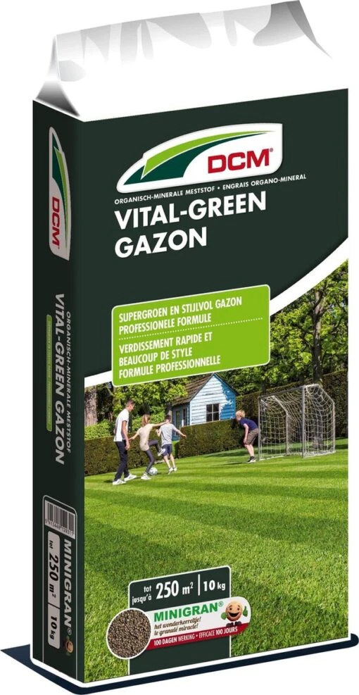 DCM Vital-Green Gazon - Gazonmest - Gazonmeststof Met MINIGRAN® Technology - 250m2 - 10 Kg -Tuinwerk Verkoop