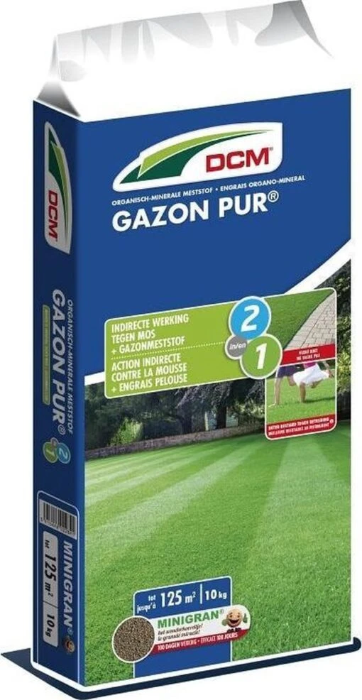 DCM Gazon Pur® - Gazonmest - Diepgroen Gazon Zonder Mos - Gazonmeststof Met MINIGRAN® Technology - 125m2 - 10 Kg -Tuinwerk Verkoop 621x1200 3