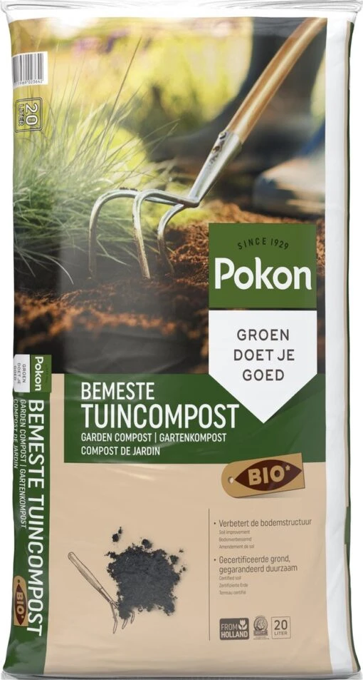 Pokon Bio Bemeste Tuincompost - 20l - Bodemverbeteraar - Geschikt Voor Ophoging En Aanplanten -Tuinwerk Verkoop