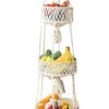 Macramé 3-Laags Hangende Fruitmand - Bohemian Mand Plantenhanger - Handgemaakt Katoen Touw Fruitschaal Hangmand - Boho Ophangbaar Etagere - Decoratieve Fruit Schaal/Basket - Opbergmand Organizer - Keuken/Balkon Decoratie - Hangpot Voor Binnen/Buiten -Tuinwerk Verkoop 668x1200