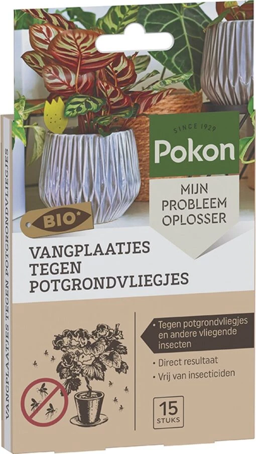 Pokon Bio Vangplaatjes Tegen Potgrondvliegjes - 15 Stuks - 1 Vangplaatje Per Plant - Vrij Van Pesticiden - Rouwvliegjes Bestrijden -Tuinwerk Verkoop