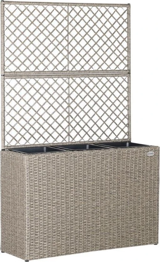 Casaria Polyrattan Bloembak – 3 Bakken Klimophek - Crème -Tuinwerk Verkoop 732x1200 2