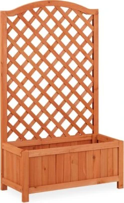 Relaxdays Plantenbak Met Klimrek - Bloembak Trellis - Rankhulp Hout - Voor Klimplanten -Tuinwerk Verkoop 734x1200