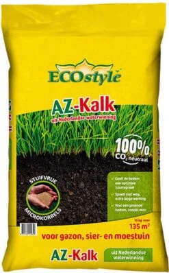 ECOstyle AZ Kalk Micro Korrel – Voor Gazon, Sier- En Moestuin - Corrigeert Zuurgraad Direct En Langdurig - Werkt Tegen Mos - CO2-Neutraal – 265 M² - 20 KG -Tuinwerk Verkoop 745x1200 1