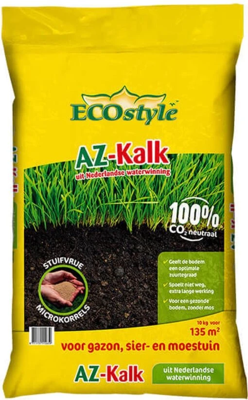 ECOstyle AZ Kalk Micro Korrel – Voor Gazon, Sier- En Moestuin - Corrigeert Zuurgraad Direct En Langdurig - Werkt Tegen Mos - CO2-Neutraal – 30 M² - 2 KG -Tuinwerk Verkoop 745x1200 2