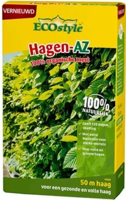 ECOstyle Hagen-AZ Organische Haag Meststof - Tuinmest Voor Diepgroen Blad - Nieuwe & Bestaande Beplanting - 30 M Haag - 1,6 KG -Tuinwerk Verkoop 758x1200 1