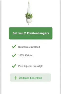 Merkloos Plantenhanger Macramé - Luxe Gevlochten Touw Katoen - 2 Stuks - Plantenpot Ophangen -Tuinwerk Verkoop 786x1200