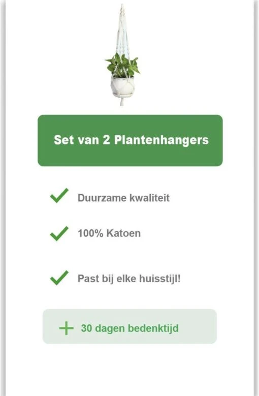 Merkloos Plantenhanger Macramé - Luxe Gevlochten Touw Katoen - 2 Stuks - Plantenpot Ophangen -Tuinwerk Verkoop