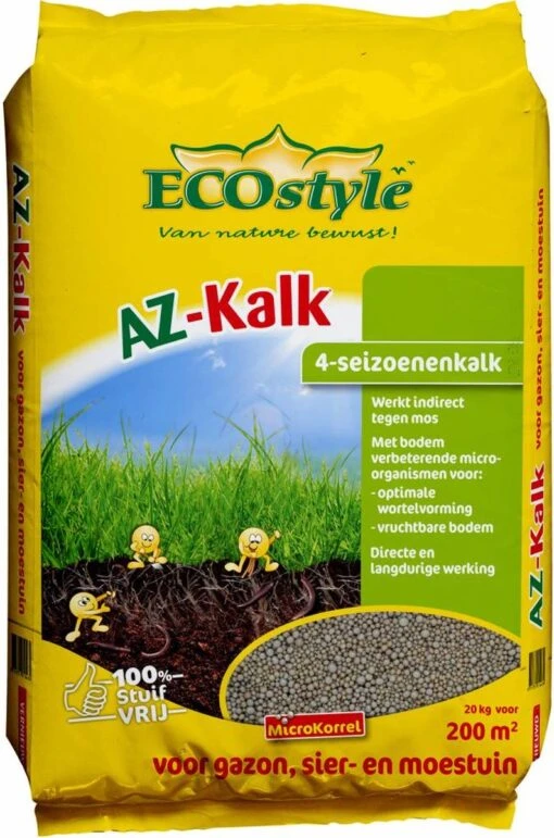 ECOstyle AZ Kalk Micro Korrel – Voor Gazon, Sier- En Moestuin - Corrigeert Zuurgraad Direct En Langdurig - Werkt Tegen Mos - CO2-Neutraal – 265 M² - 20 KG -Tuinwerk Verkoop 794x1200 2