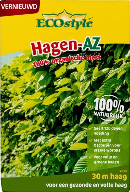 ECOstyle Hagen-AZ Organische Haag Meststof - Tuinmest Voor Diepgroen Blad - Nieuwe & Bestaande Beplanting - 30 M Haag - 1,6 KG -Tuinwerk Verkoop