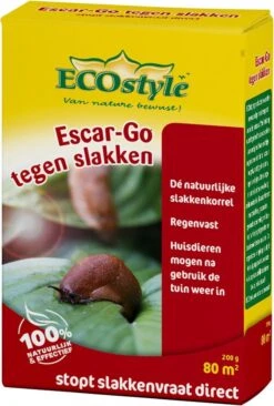 ECOstyle Escar-Go Bestrijdingsmiddel Tegen Slakken - Regenvaste Slakkenkorrels - Stopt Slakkenvraat Direct - 80 M² - 200 GR -Tuinwerk Verkoop 810x1200 1