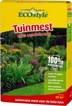 ECOstyle Tuinmest Organische Meststof - Border & Siertuin - Natuurlijke Meststof Gazon - 120 Dagen Voeding- 100 M² - 10 KG -Tuinwerk Verkoop 818x1200