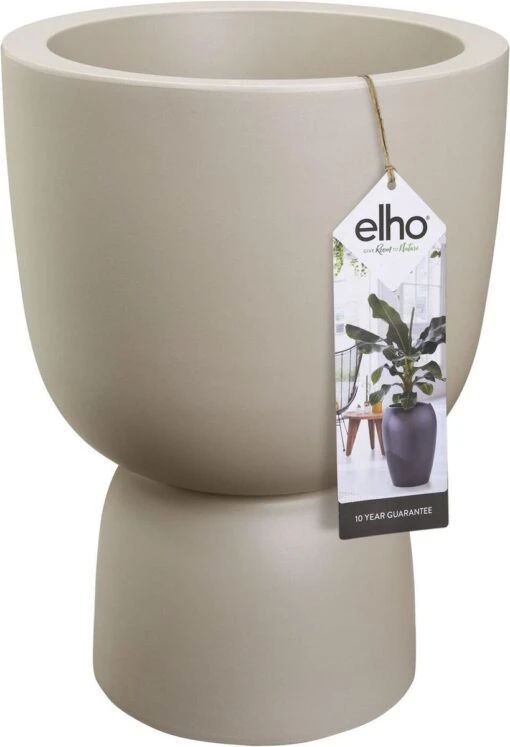 Elho Pure Coupe 41 - Bloempot Voor Binnen & Buiten - Ø 41.3 X H 57.9 Cm - Beige/Balanced Beige -Tuinwerk Verkoop