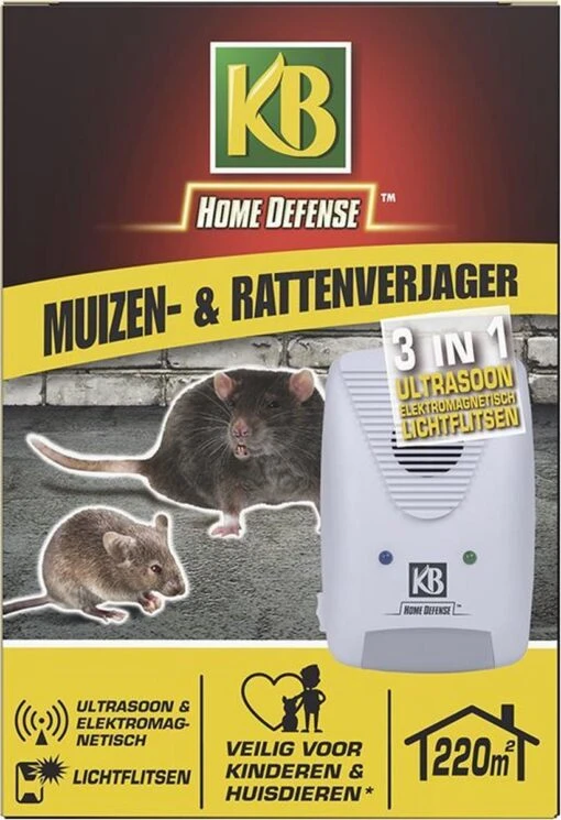 KB Home Defense Ratten- En Muizenverjager - Elektromagnetisch / Ultrasoon / Lichtflits - 220m2 Bereik - Diervriendelijk - Ongedierte Verjager -Tuinwerk Verkoop 821x1200 2