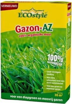 ECOstyle Gazon AZ Organische Gazonmest – Voor Diepgroen En Sterk Gazon – Geeft Tot 120 Dagen Voeding – Werkt Tegen Mos - 265 M² - 20 KG -Tuinwerk Verkoop 830x1200 1