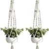 Merkloos Plantenhanger Macramé - Luxe Gevlochten Touw Katoen - 2 Stuks - Plantenpot Ophangen -Tuinwerk Verkoop 854x1200 2