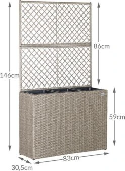 Casaria Polyrattan Bloembak – 3 Bakken Klimophek - Crème -Tuinwerk Verkoop 876x1200