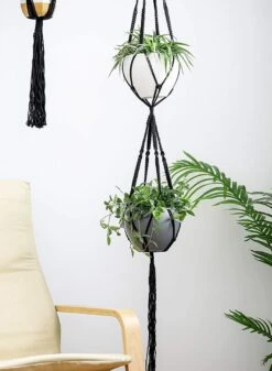 4 Stuks Luxe Macrame Plantenhangers - Boho Handgeweven Katoen Hangpot Voor Binnen/Buiten - Hangende Bloempot Met Kralen - Macramé Touw/Koord Hangplant Houder - Bohemian Wandhanger Decoratie - Plant Hanger - Verticale Tuin Bloempothouder Planthanger -Tuinwerk Verkoop 880x1200 2