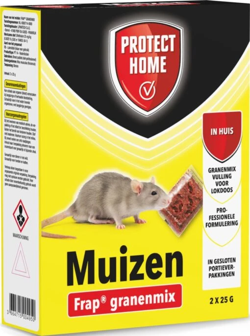 Protect Home Frap Granenmix Tegen Muizen - 2 X 25 Gram - Muis Bestrijdingsmiddel - Lokaas Muizenkorrels Voor Huismuizen - Professionele Formulering - In Portieverpakking -Tuinwerk Verkoop 894x1200 3