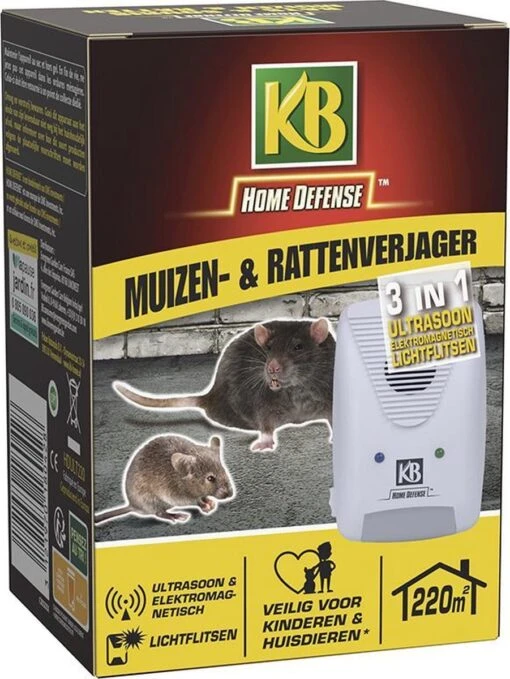 KB Home Defense Ratten- En Muizenverjager - Elektromagnetisch / Ultrasoon / Lichtflits - 220m2 Bereik - Diervriendelijk - Ongedierte Verjager -Tuinwerk Verkoop 901x1200 6