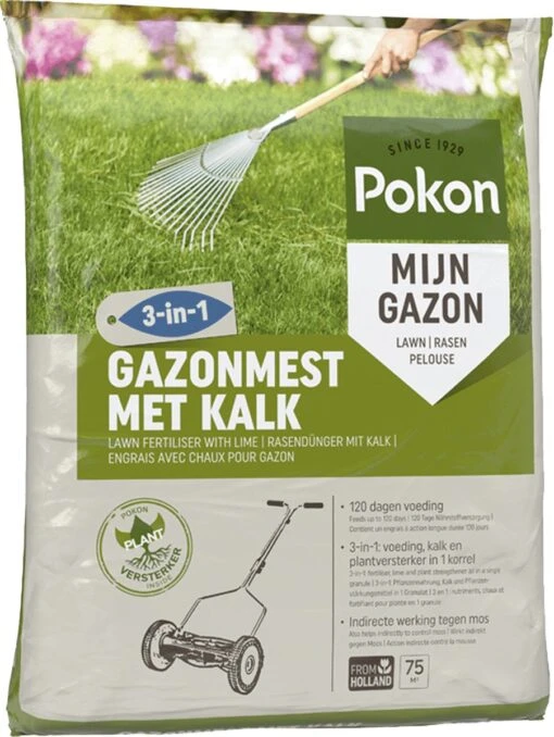 Pokon Gazonmest Met Kalk - 5kg - Mest - Geschikt Voor 75m² - 120 Dagen Voeding -Tuinwerk Verkoop 902x1200 1