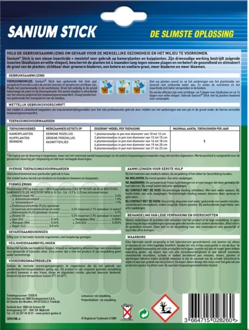 Protect Garden Sanium Stick - 20 Stuks - Insecten Bestrijdingsmiddel - Voor Kamer- En Kuipplanten Binnen -Tuinwerk Verkoop 906x1200 2